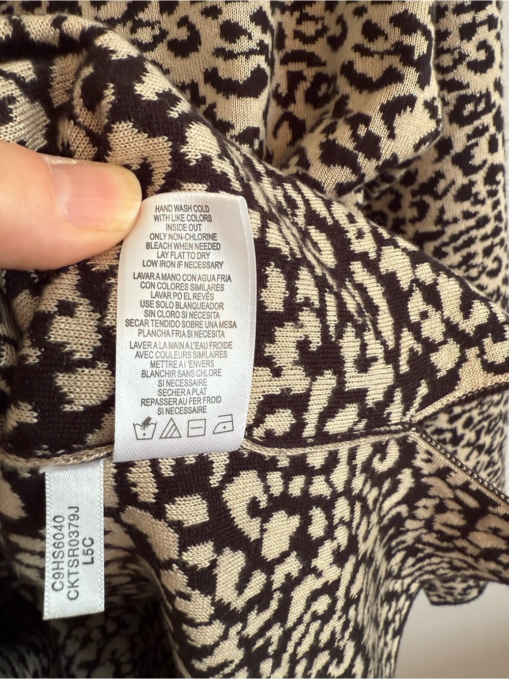 Calvin Klein Leopard Print Cowl Neck Sweater - Taupe & Black - Picture 9 of 9